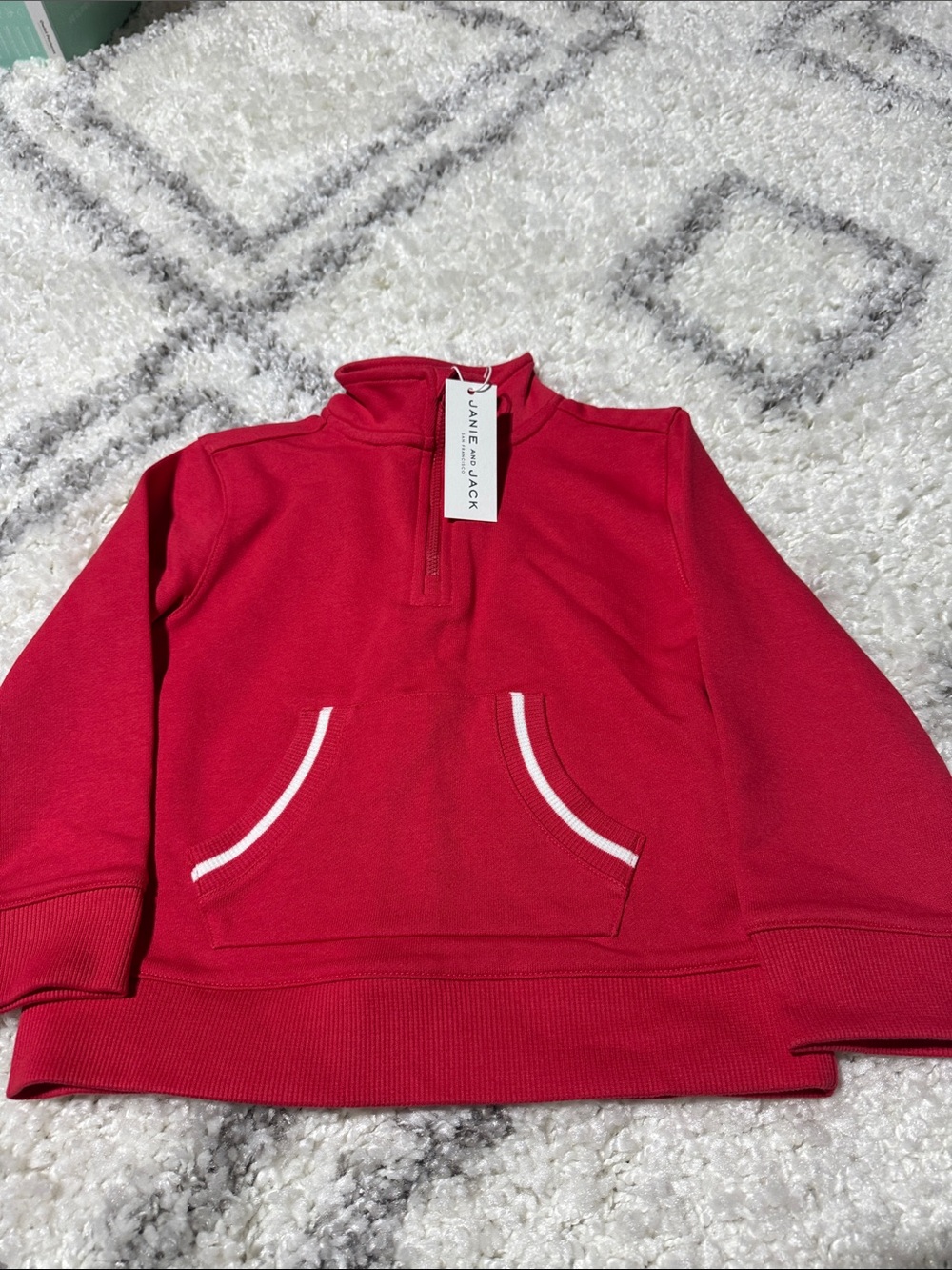 Janie & Jack Red Quarter-Zip Pullover nwt Msrp $49